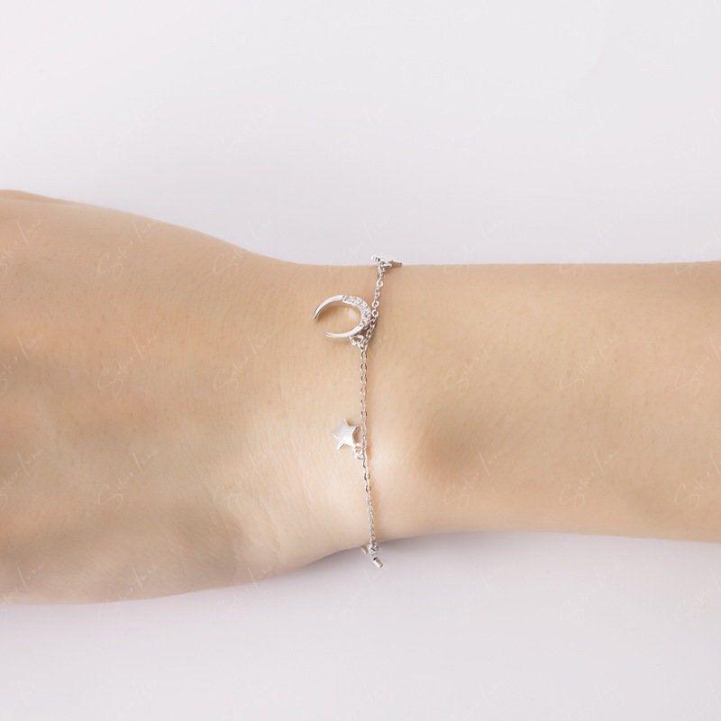 moon and star sterling silver bracelet