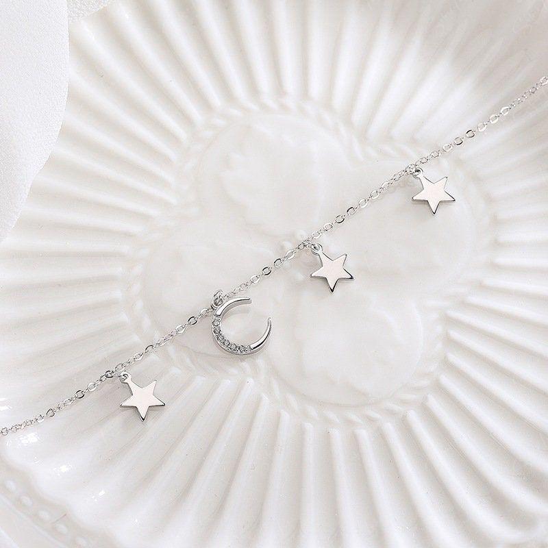 moon and star sterling silver bracelet