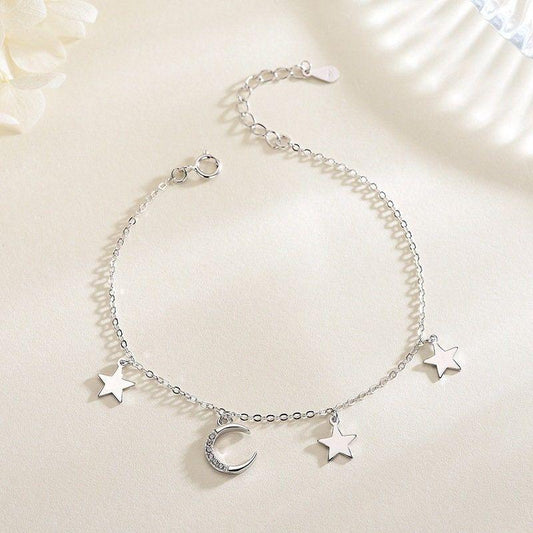 Dainty moon and star charms bracelet