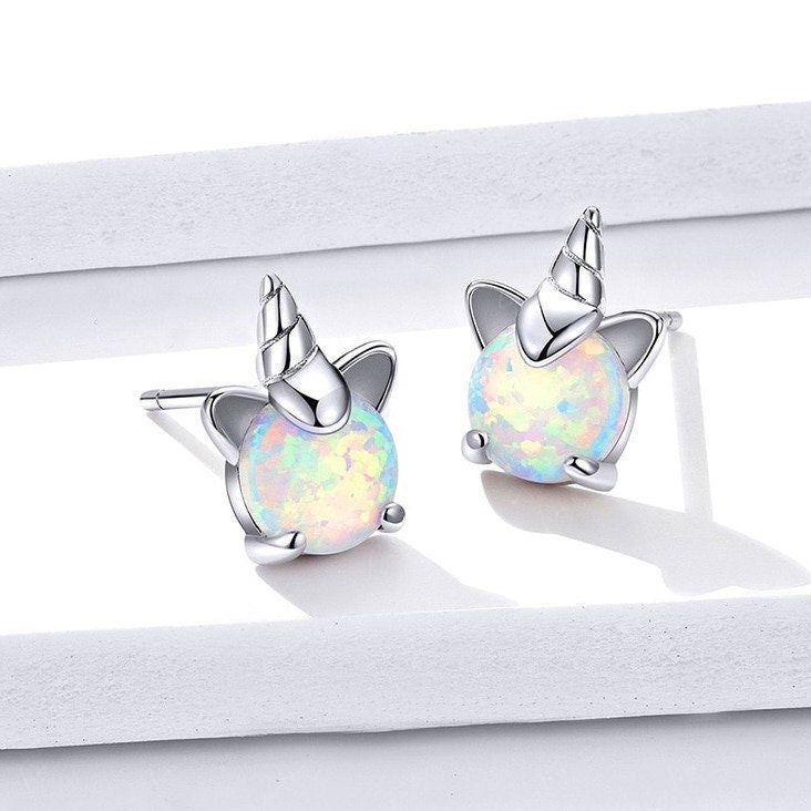 unicorn sterling silver stud earrings