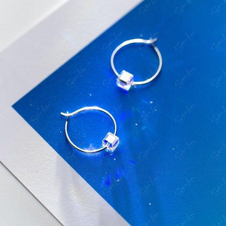 square crystal hoop earrings