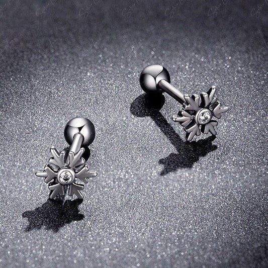 Snowflake screw-back stud earrings