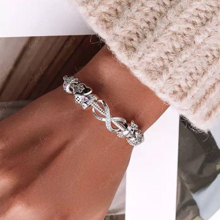 Forever family infinity love sterling silver charm