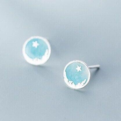 Blue Enamel Starry Sky stud earrings