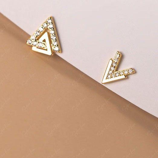 Abstract triangle and V shape stud earrings