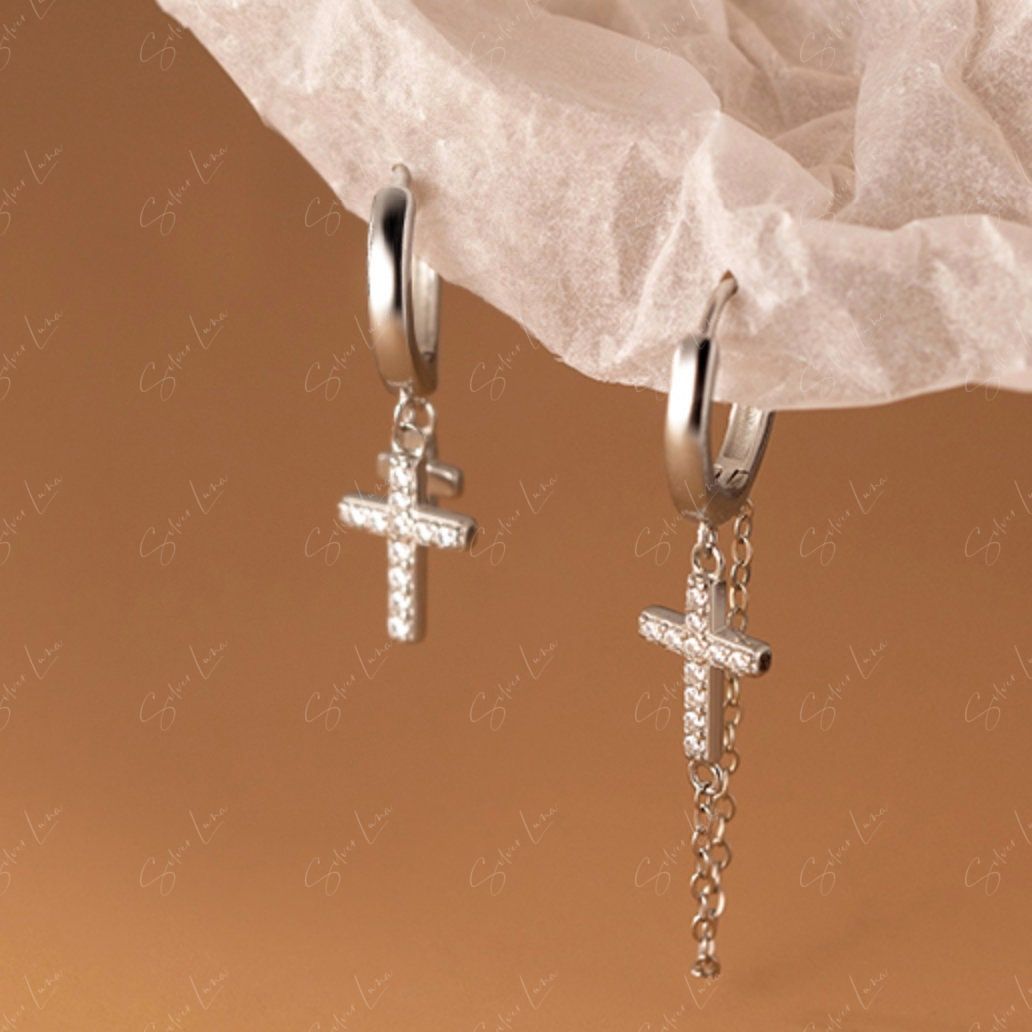 crucifix cross hoop earrings