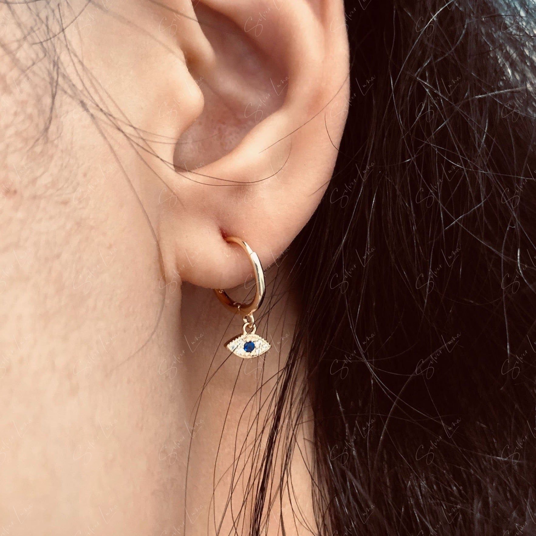 evil eye hoop earrings