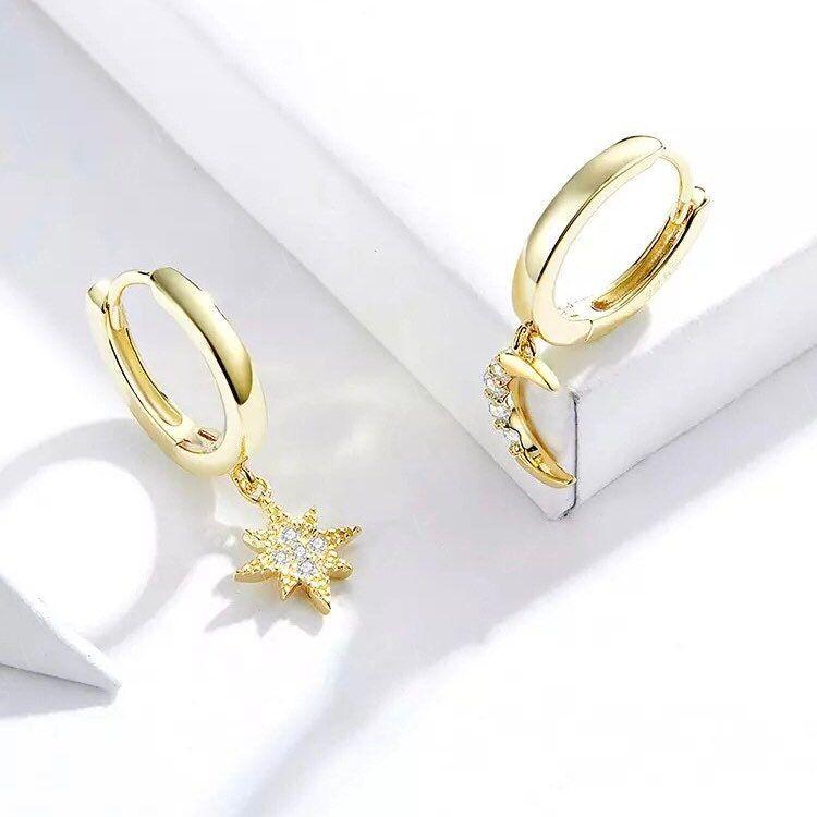 moon and star hoop earrings