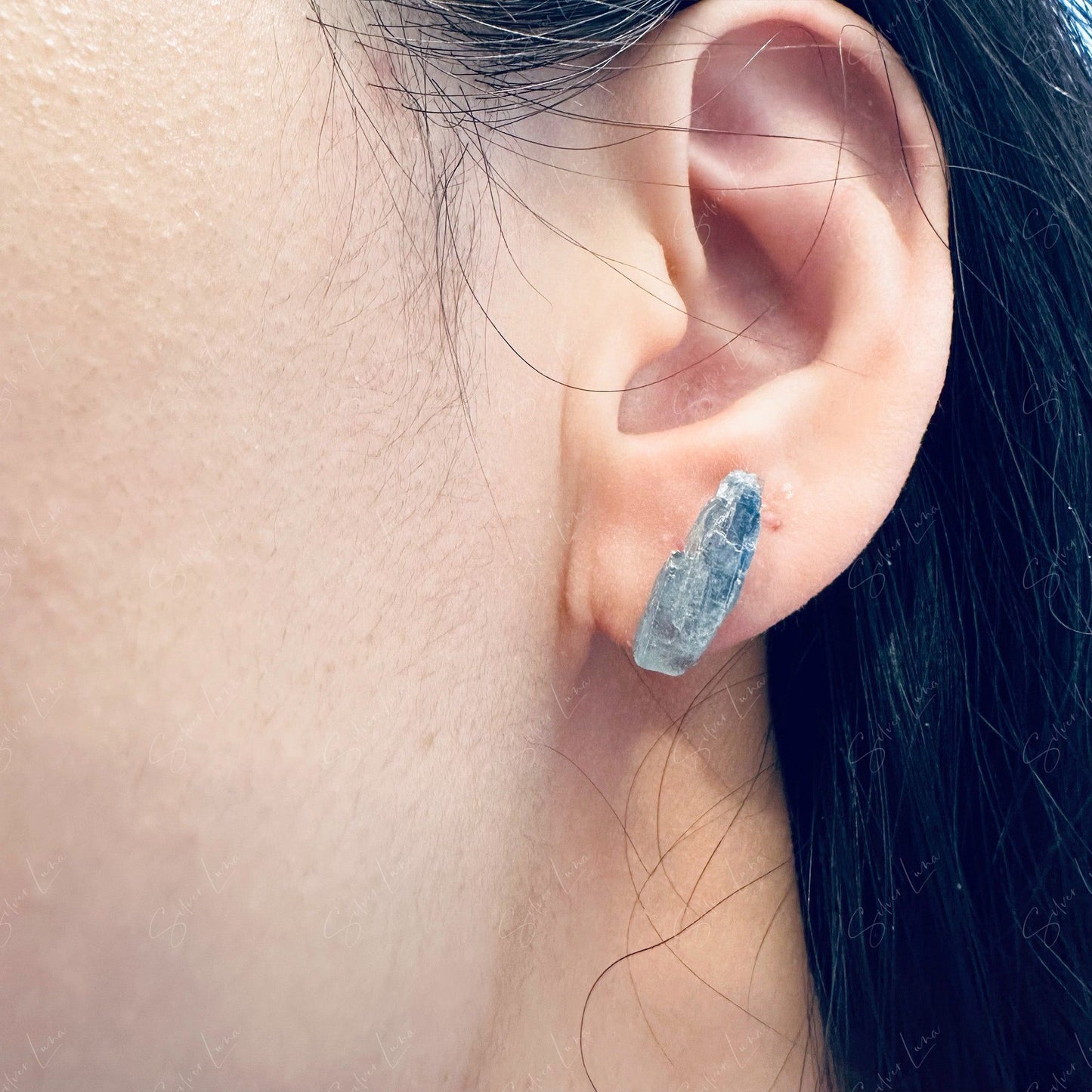 Kyanite natural stone stud earrings