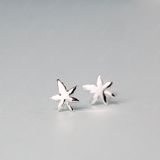 Canadian maple leaves sterling silver stud earrings