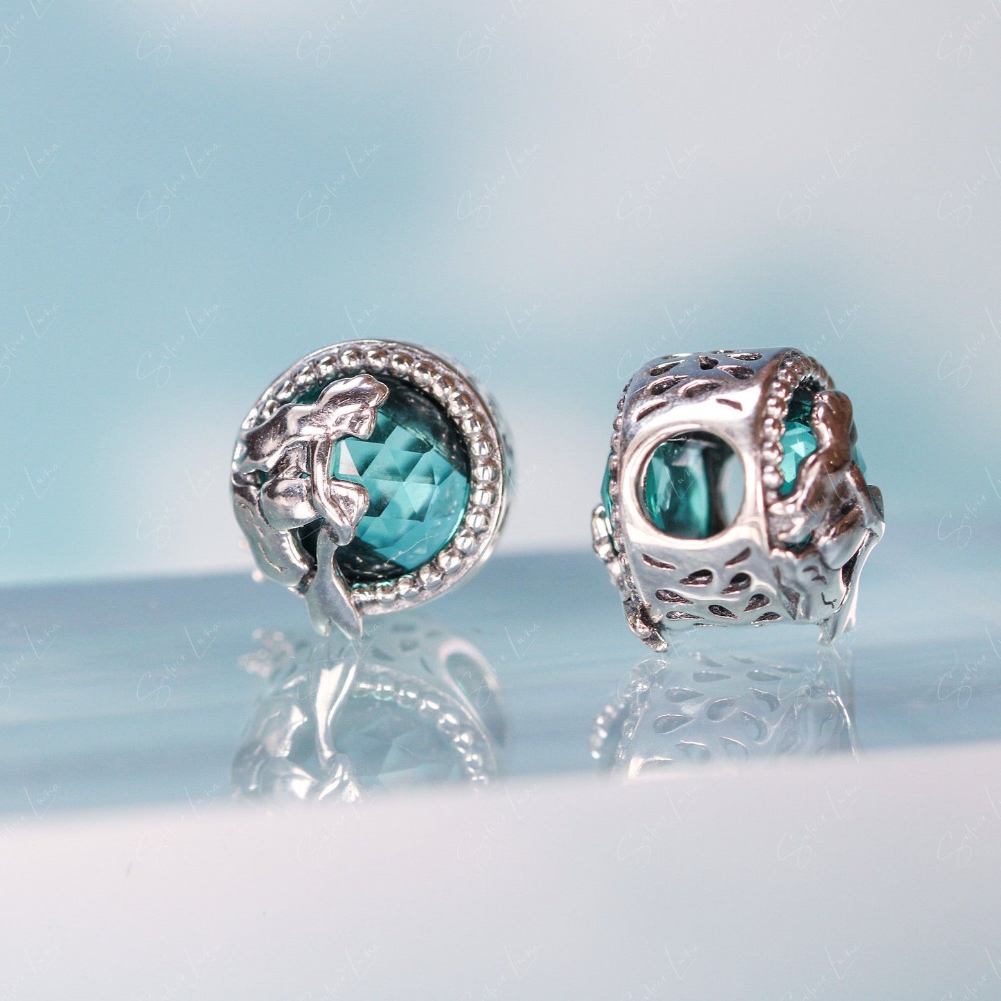 Blue mermaid glass bead charm