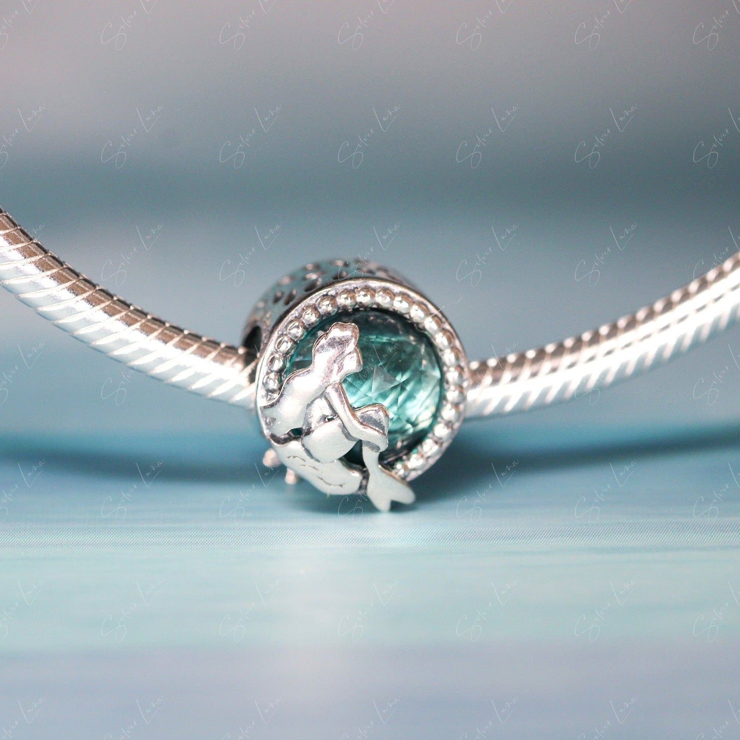 Blue mermaid glass bead charm