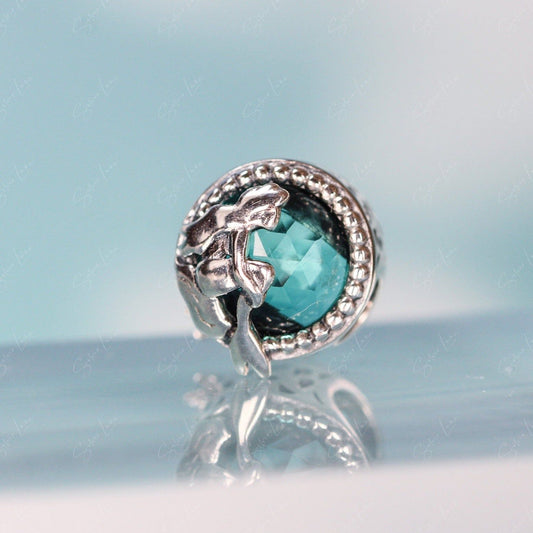 Blue mermaid glass bead charm for bracelet