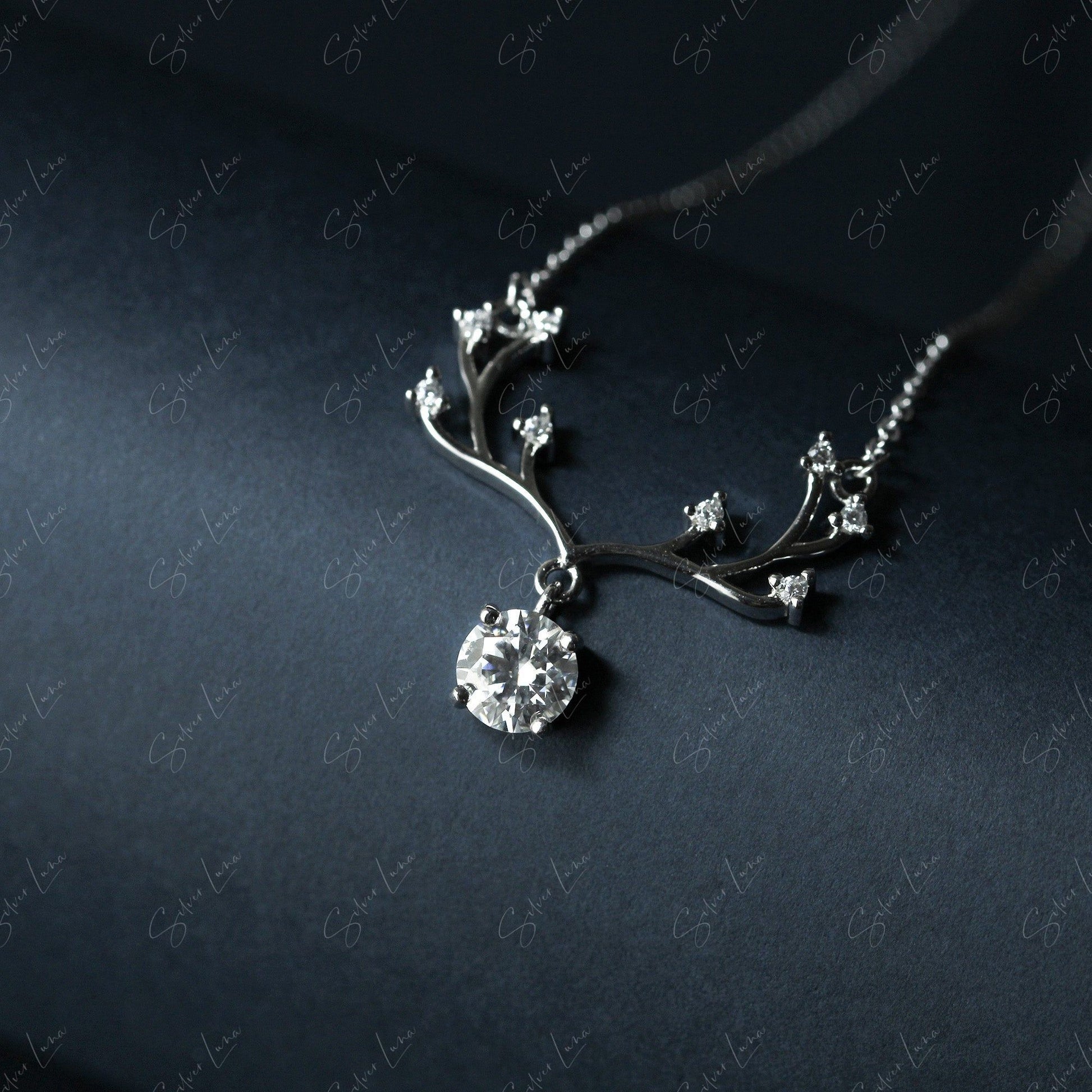 Moissanite deer pendant necklace