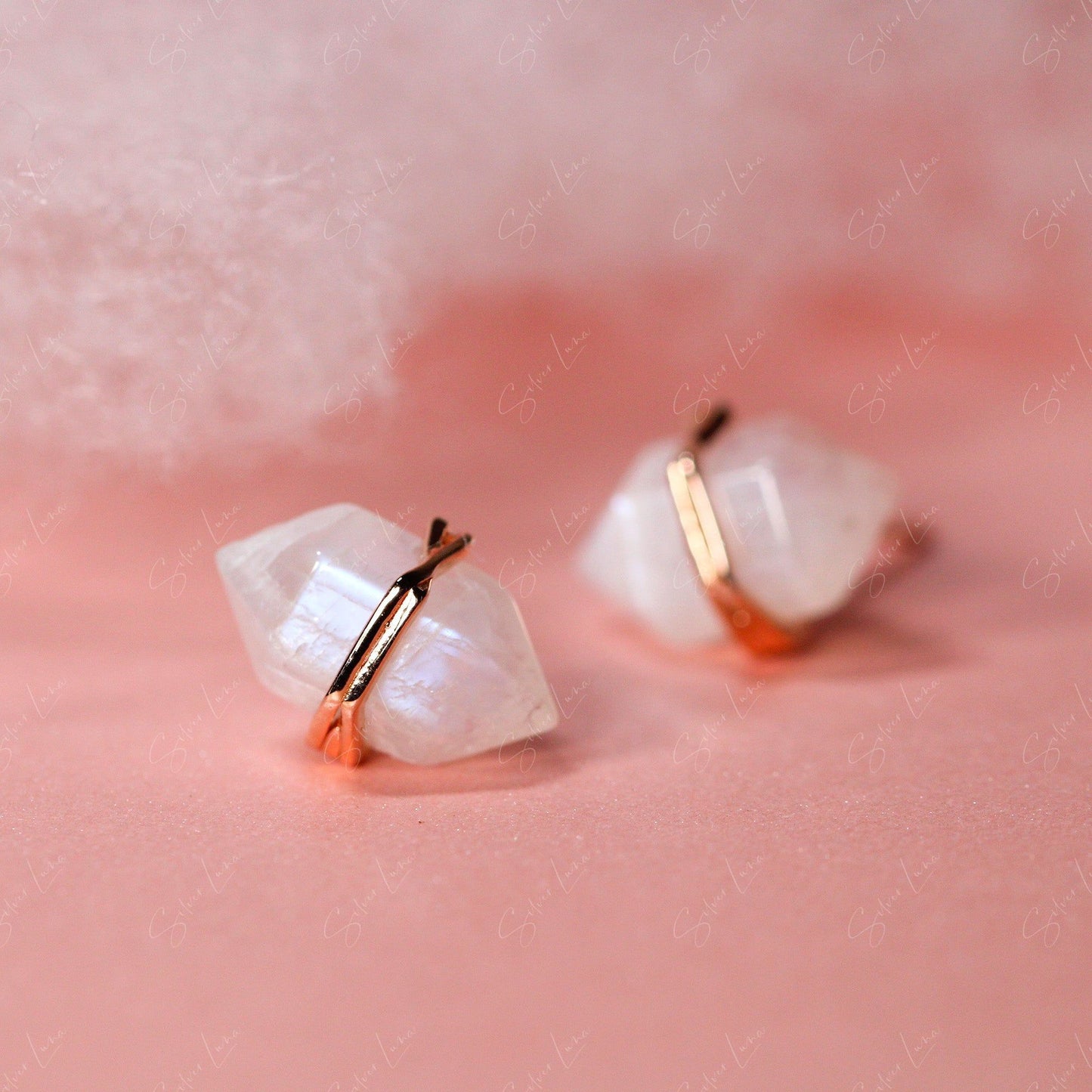 raw moonstone stud earrings
