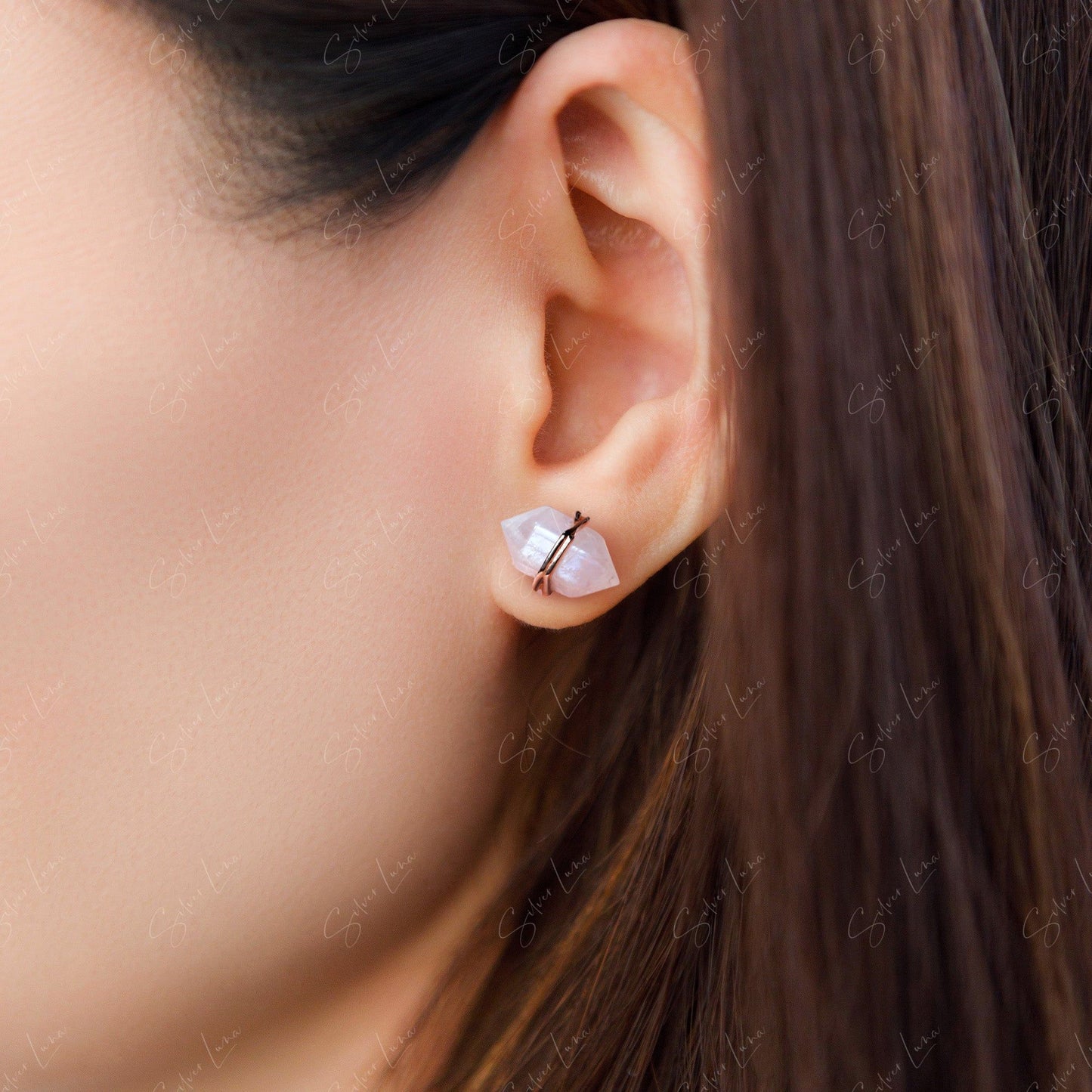 Healing Moonstone sterling silver stud earrings