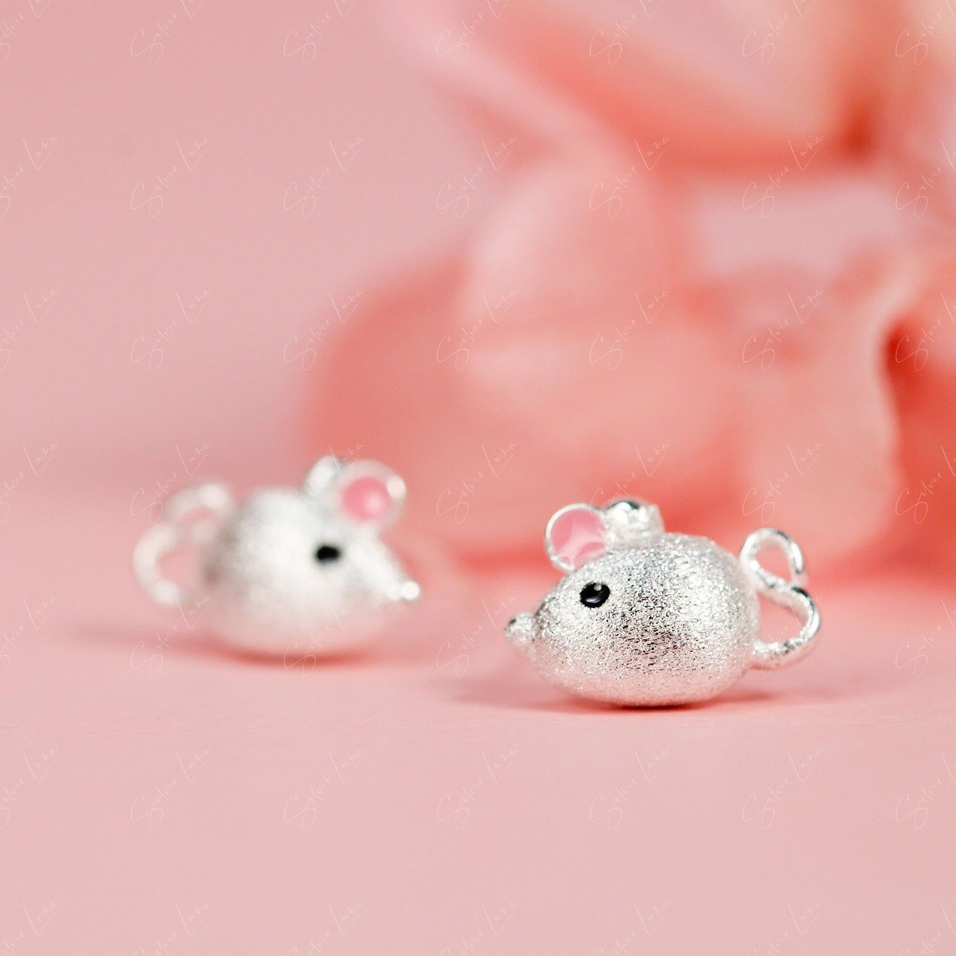tiny mouse stud earrings