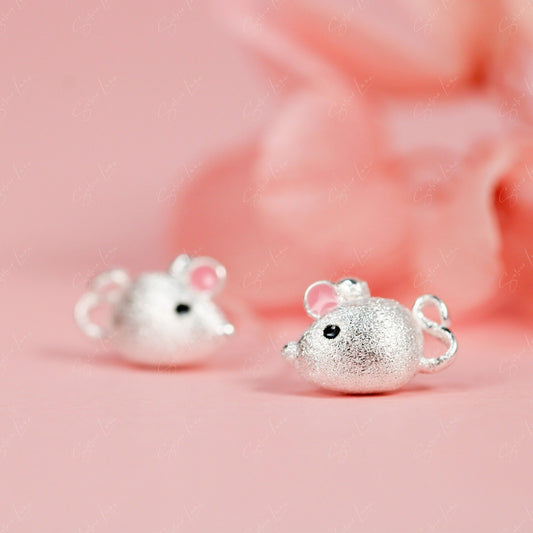 tiny mouse stud earrings