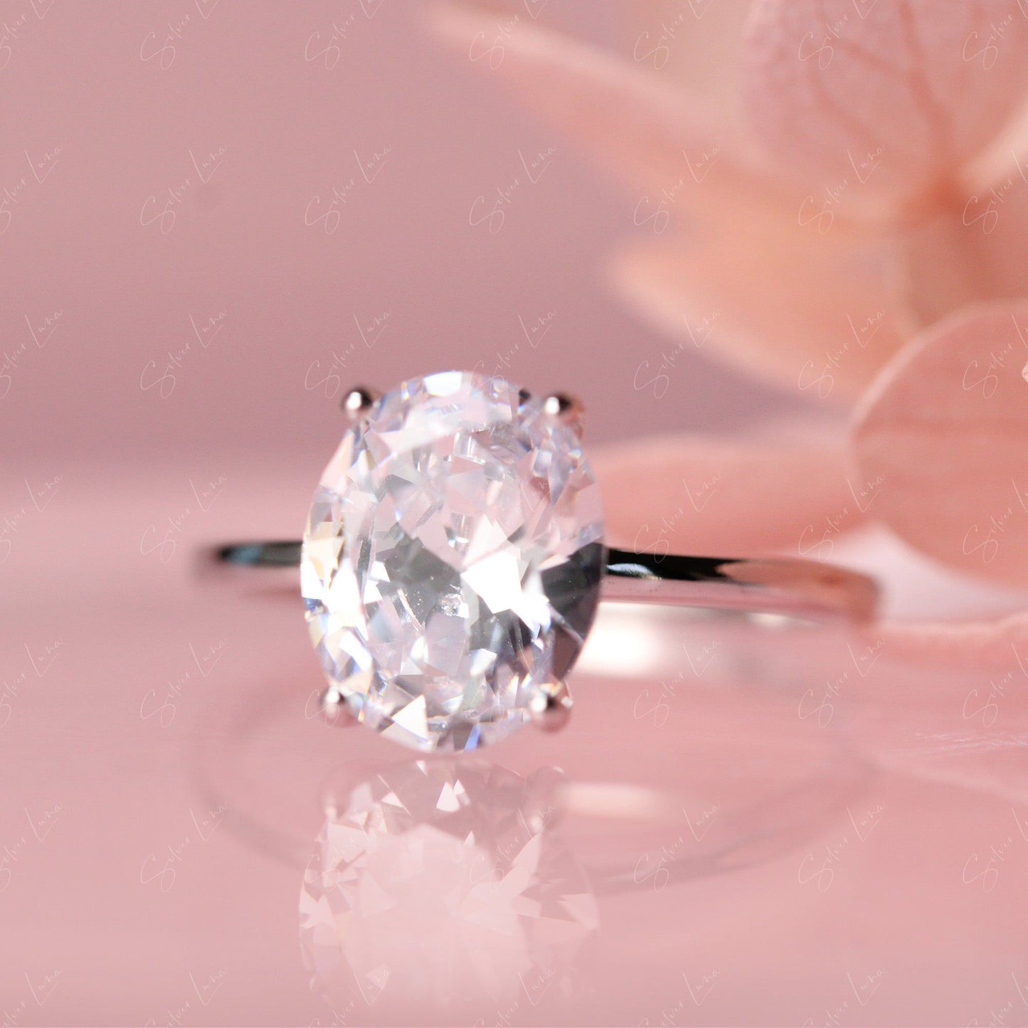 Oval cubic zirconia engagement ring