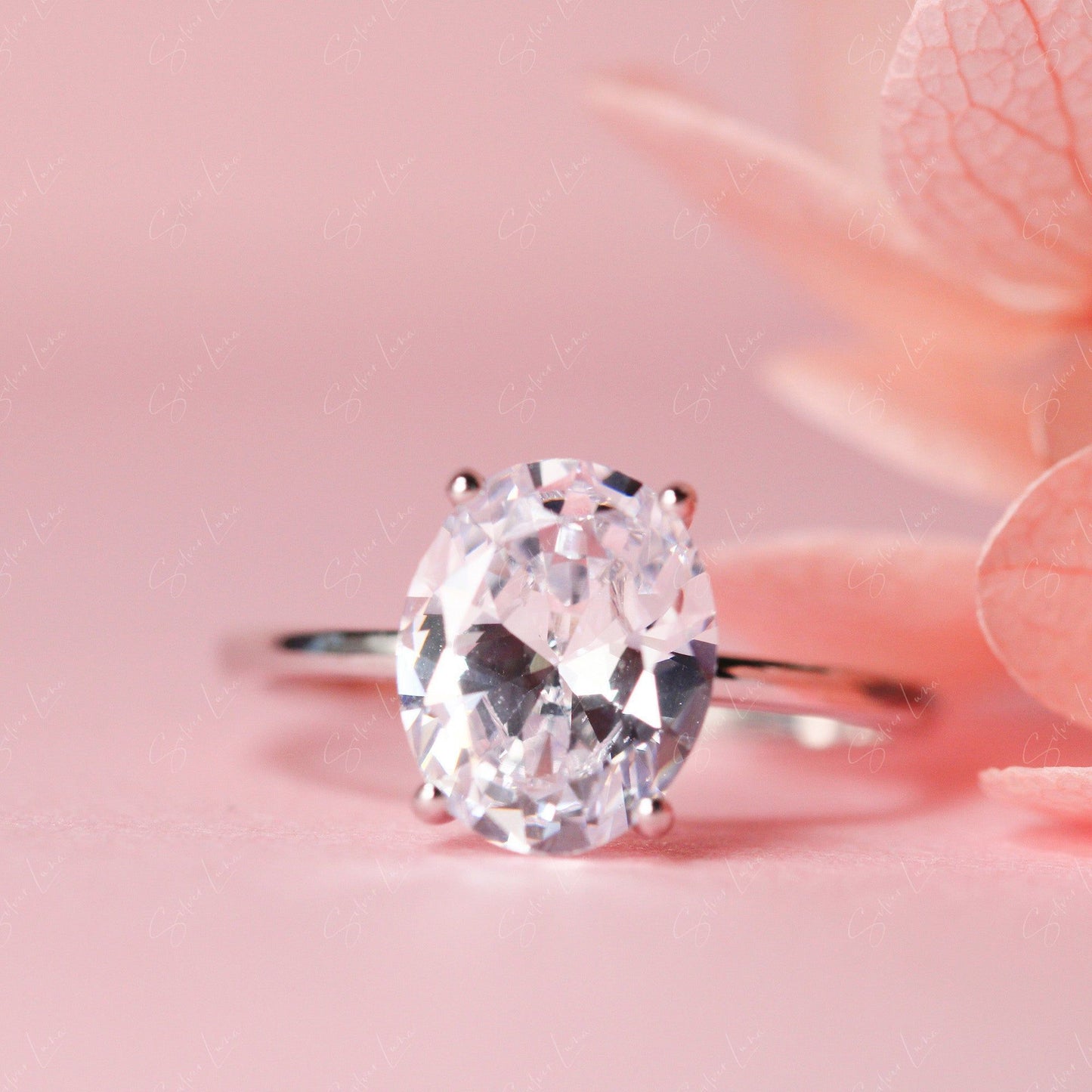 Oval cubic zirconia engagement ring