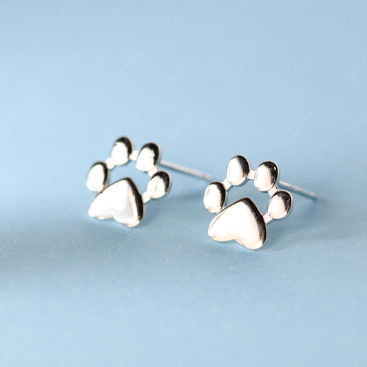 dog paw stud earrings