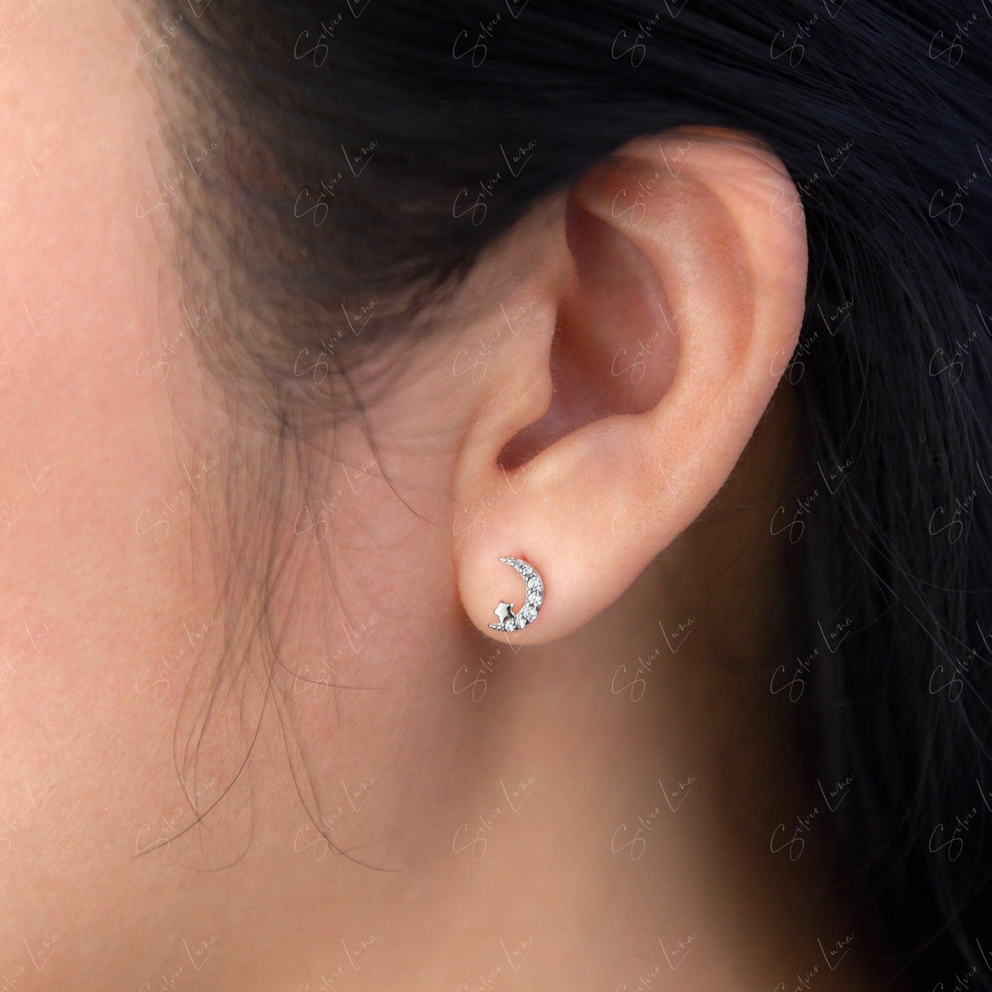 moon stud earrings