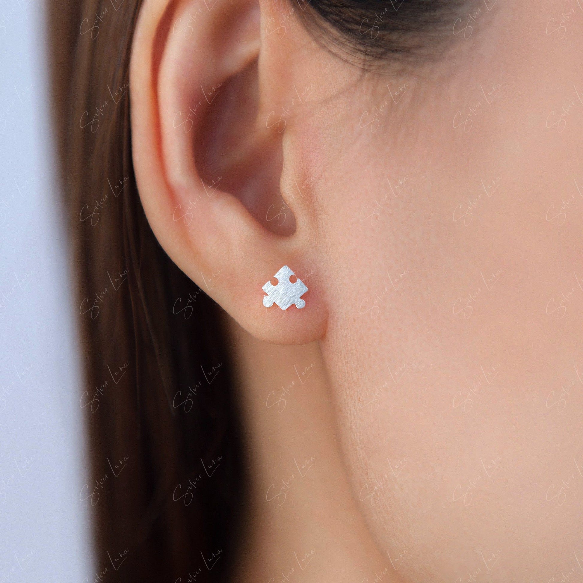 puzzle sterling silver stud earrings