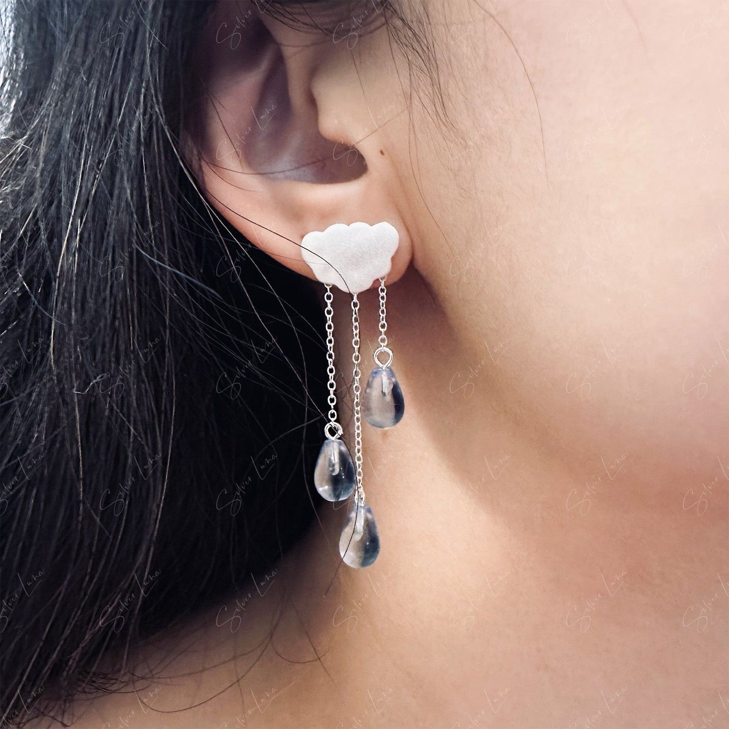 cloud and rain drop earrings