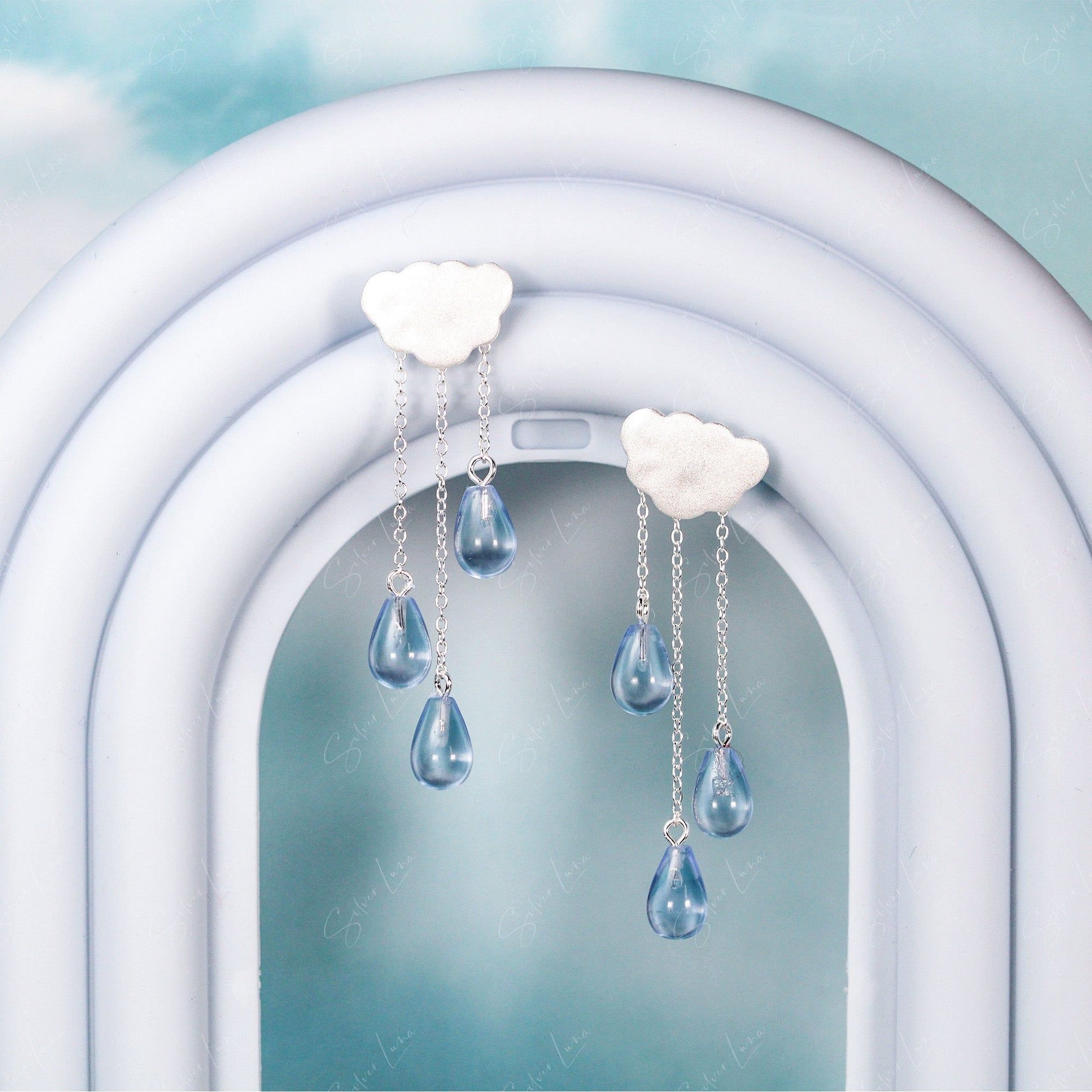 cloud and rain drop earrings