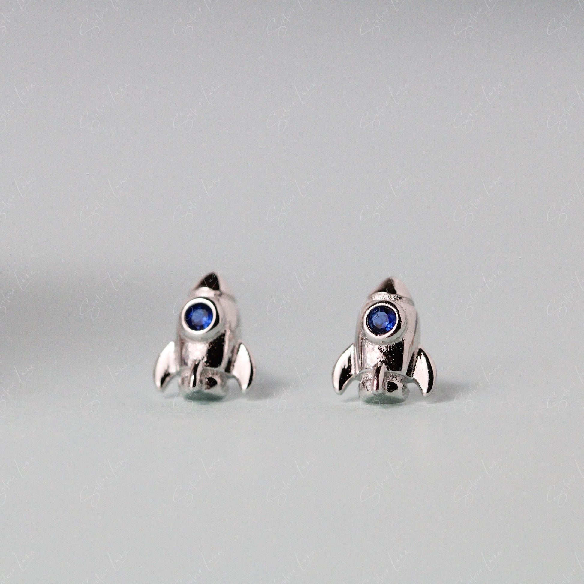 spaceship silver stud earrings