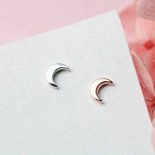 tiny moon stud earrings