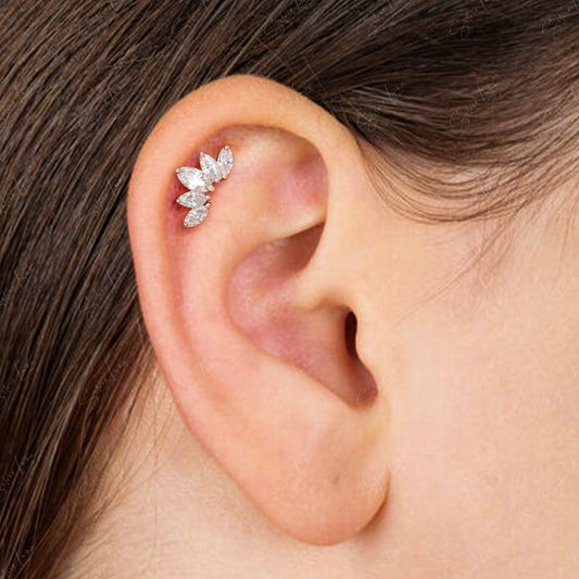 cubic zirconia lotus flower screw back earrings