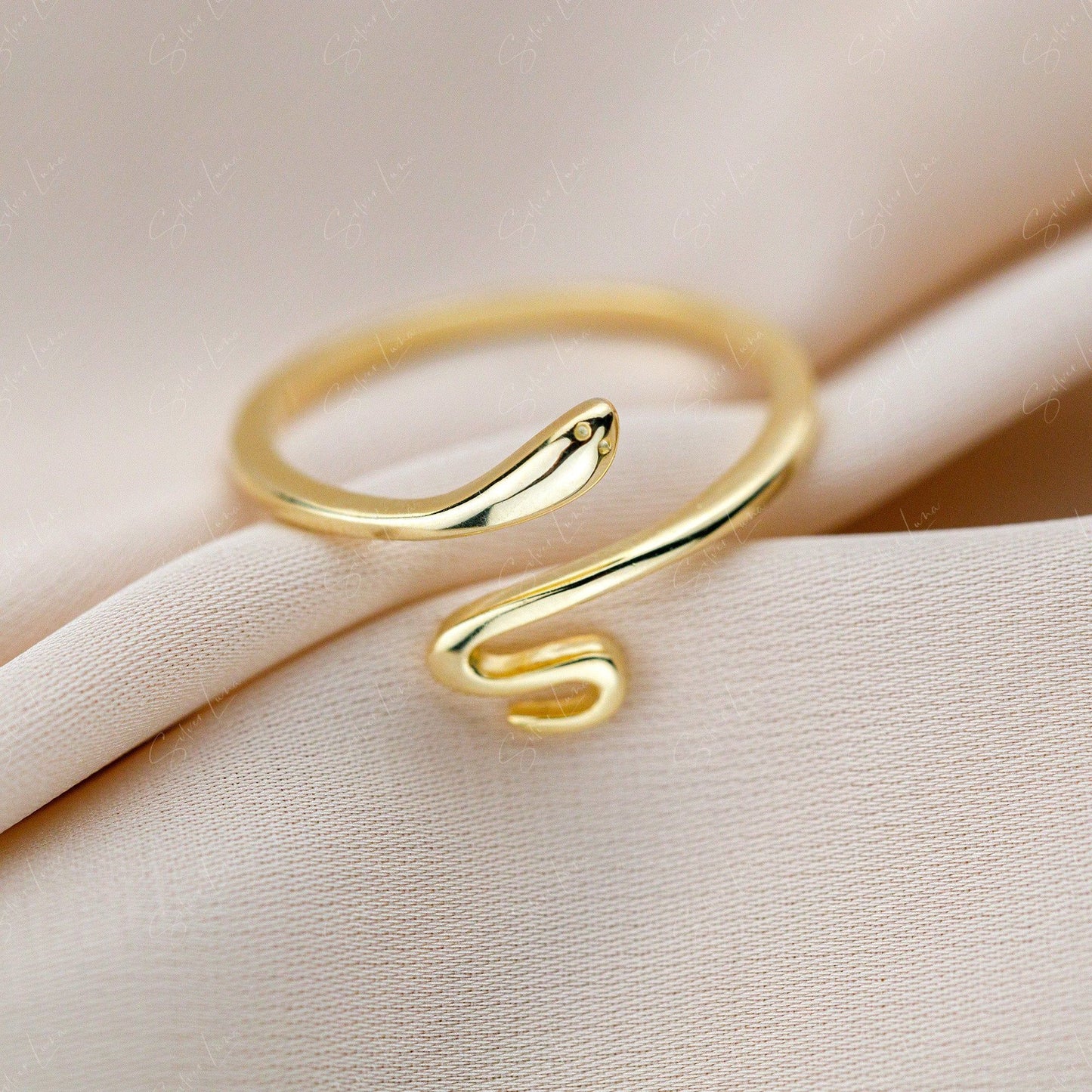 Dainty snake wrap adjustable sterling silver ring