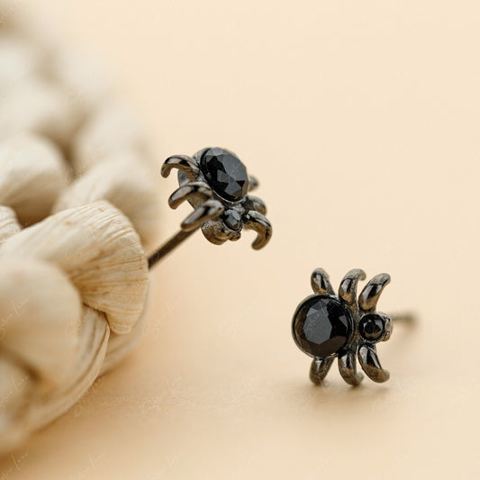 black spider stud earrings
