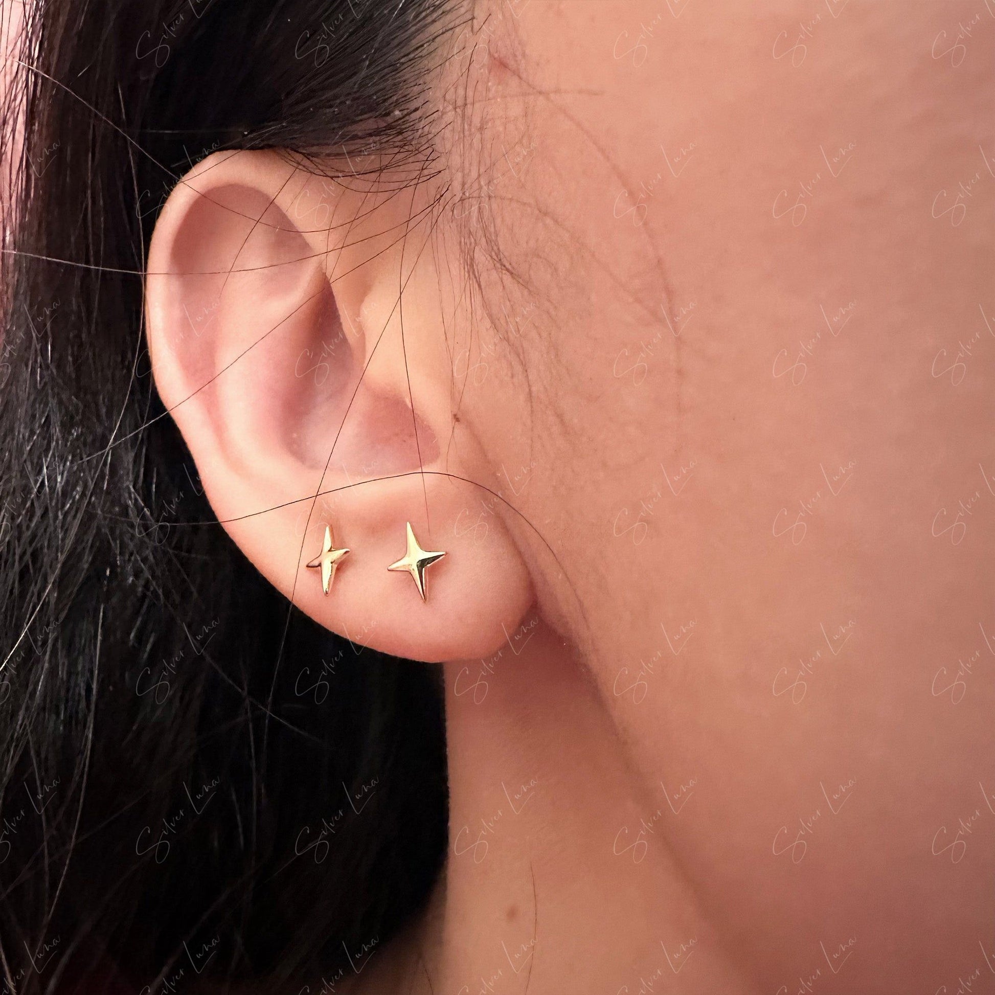 cute tiny star stud earrings