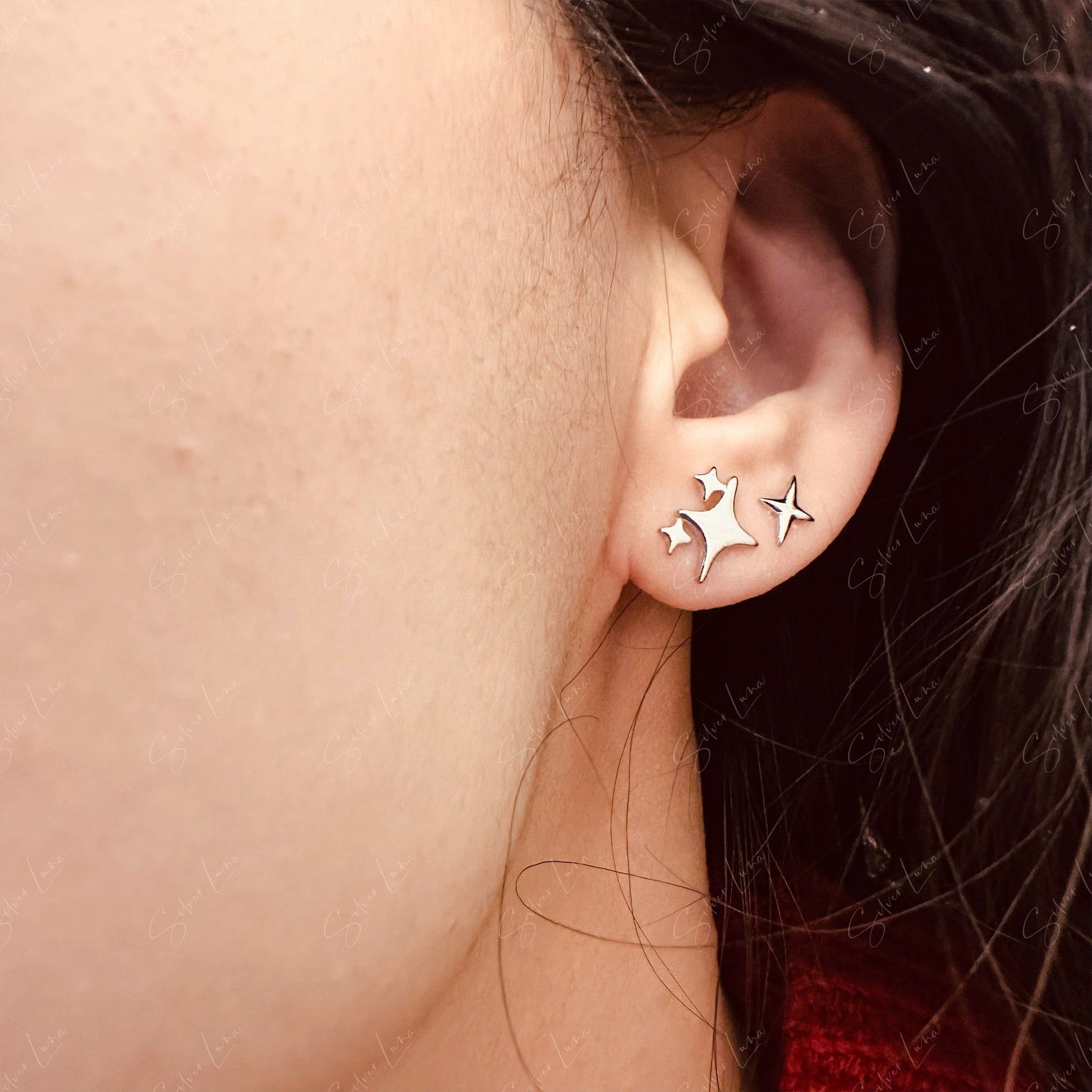 lighting star stud earrings