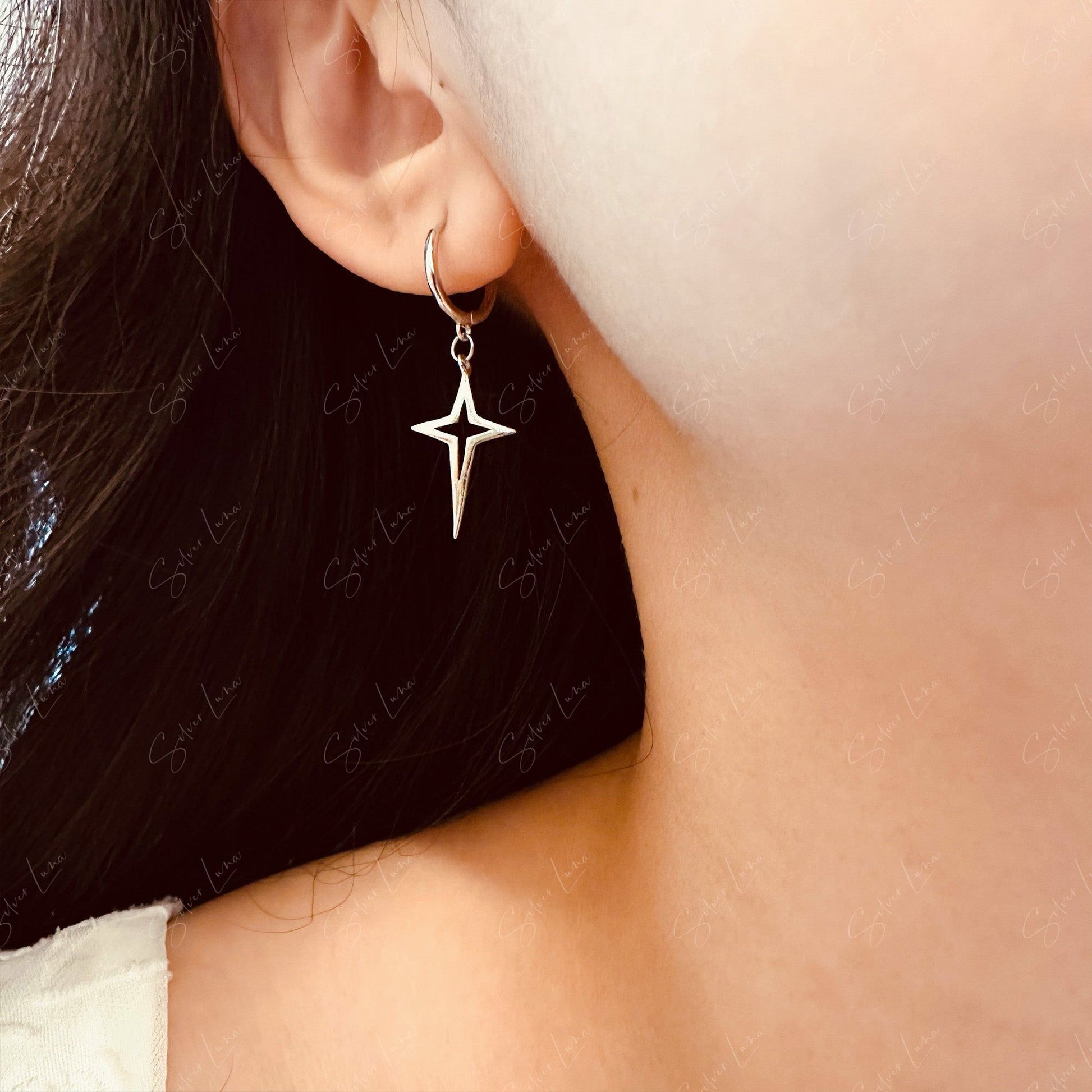 pointed star hoop earrings