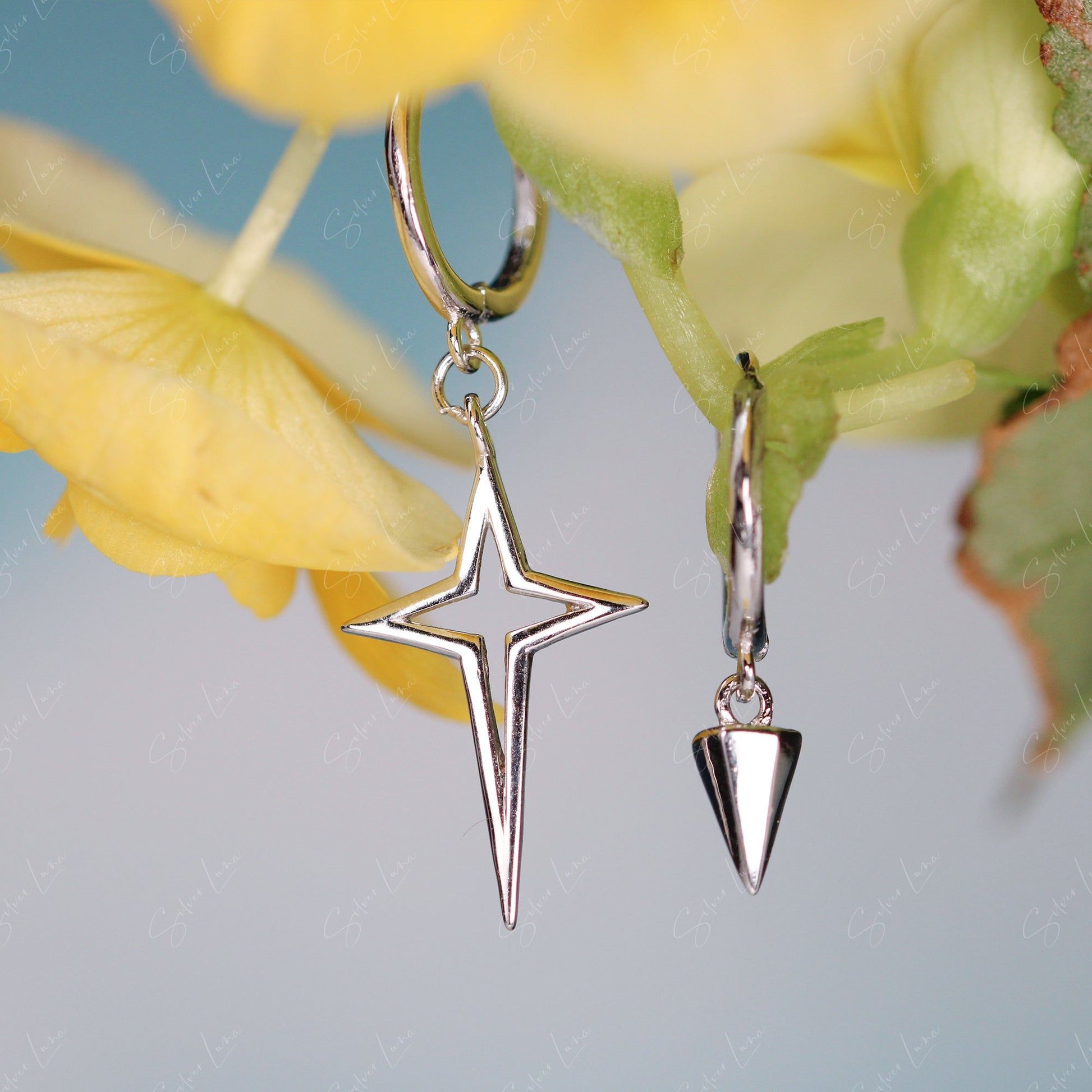 star and cone hoop earrings