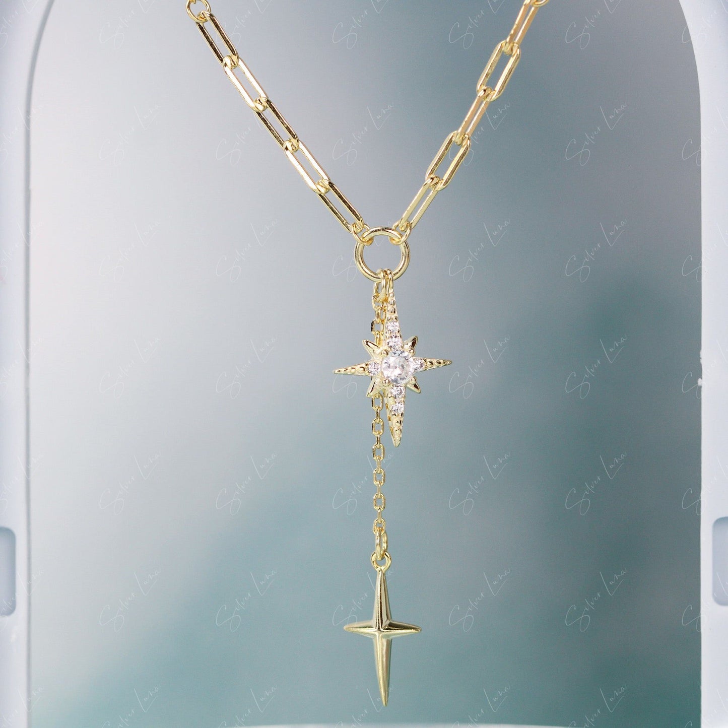 celestial gold star necklace