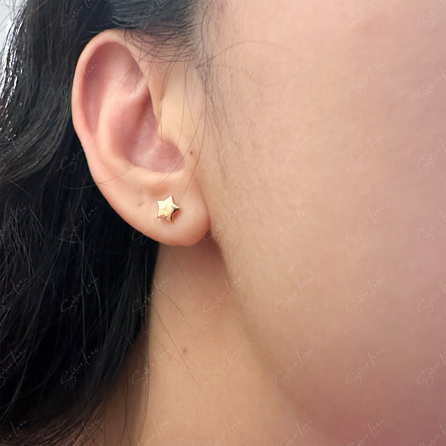 rose gold star stud earrings