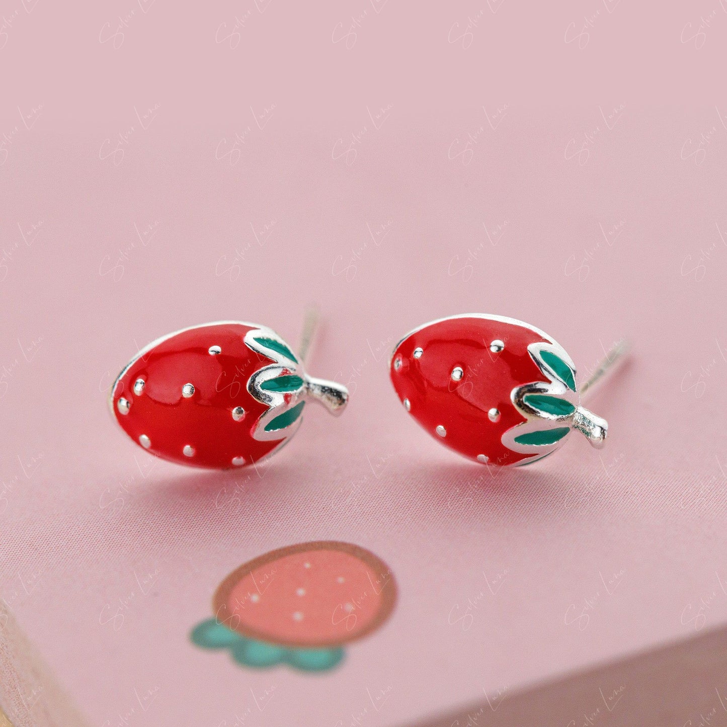 Tiny strawberry stud earrings