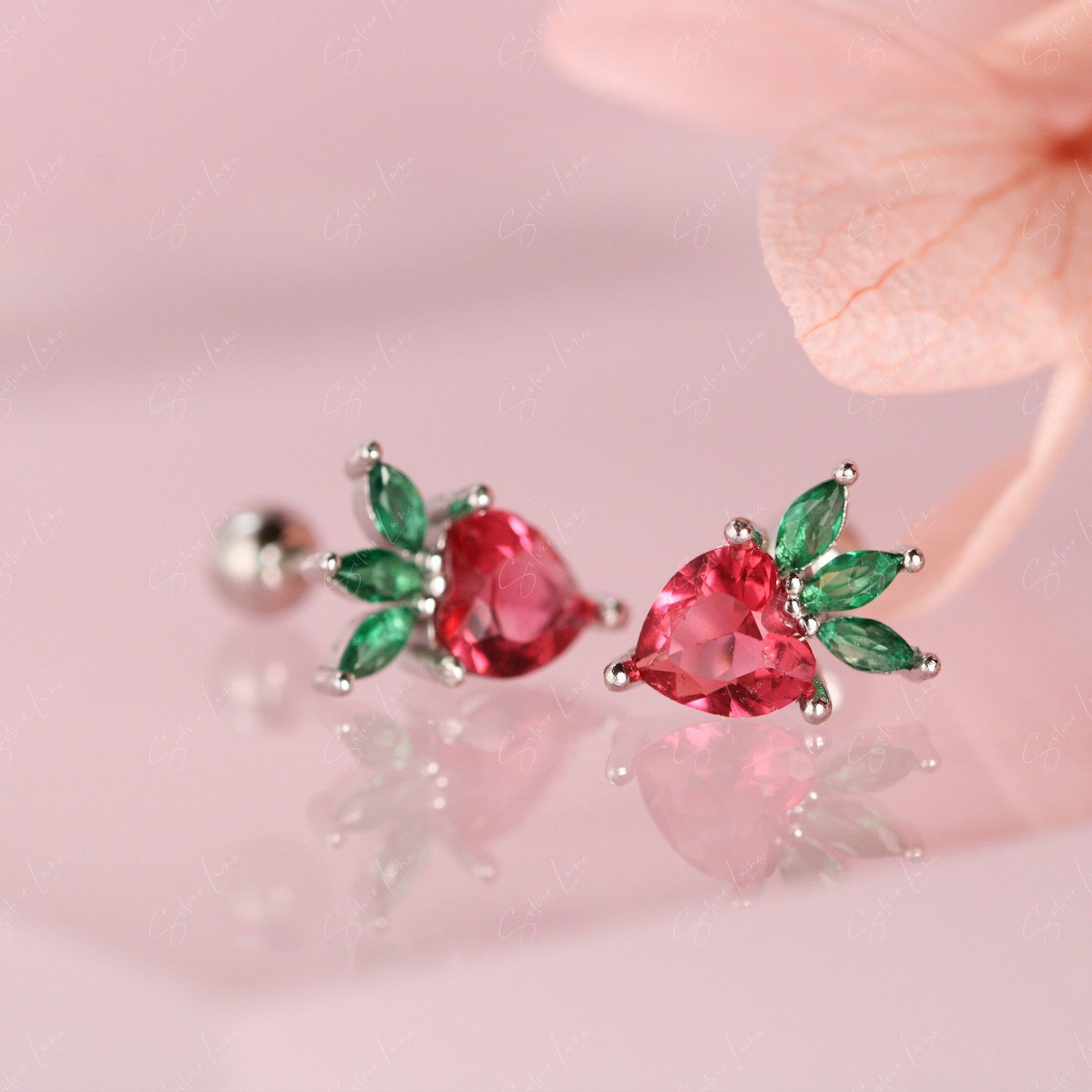 sweet strawberry screw back stud earrings
