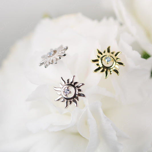 Tiny sun sterling silver stud earrings