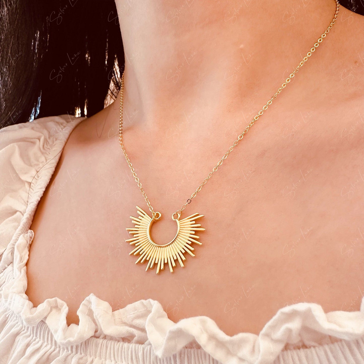 Sun ray pendant necklace