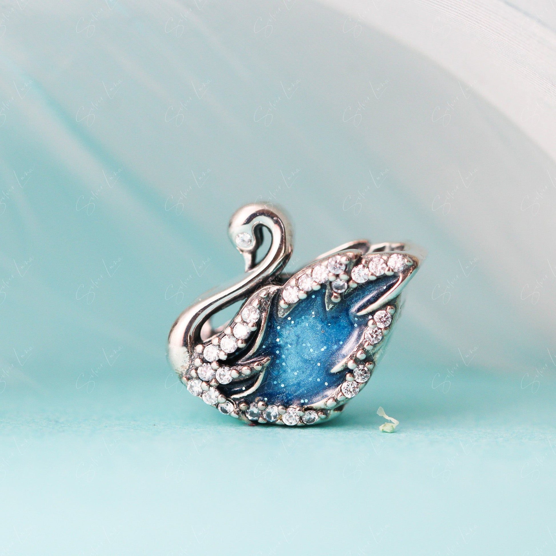 blue swan bead charm