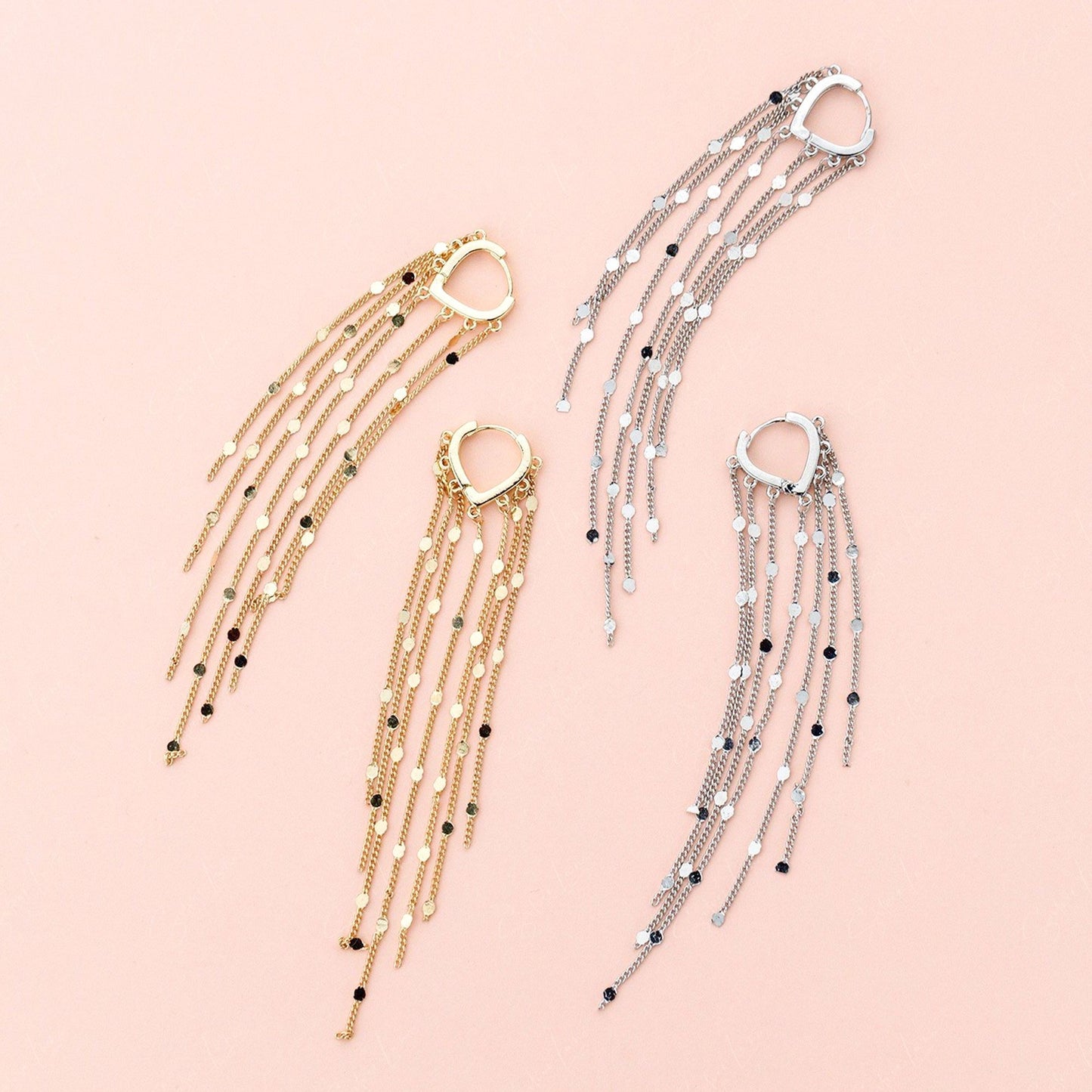 shiny chain fashion hoop earrings