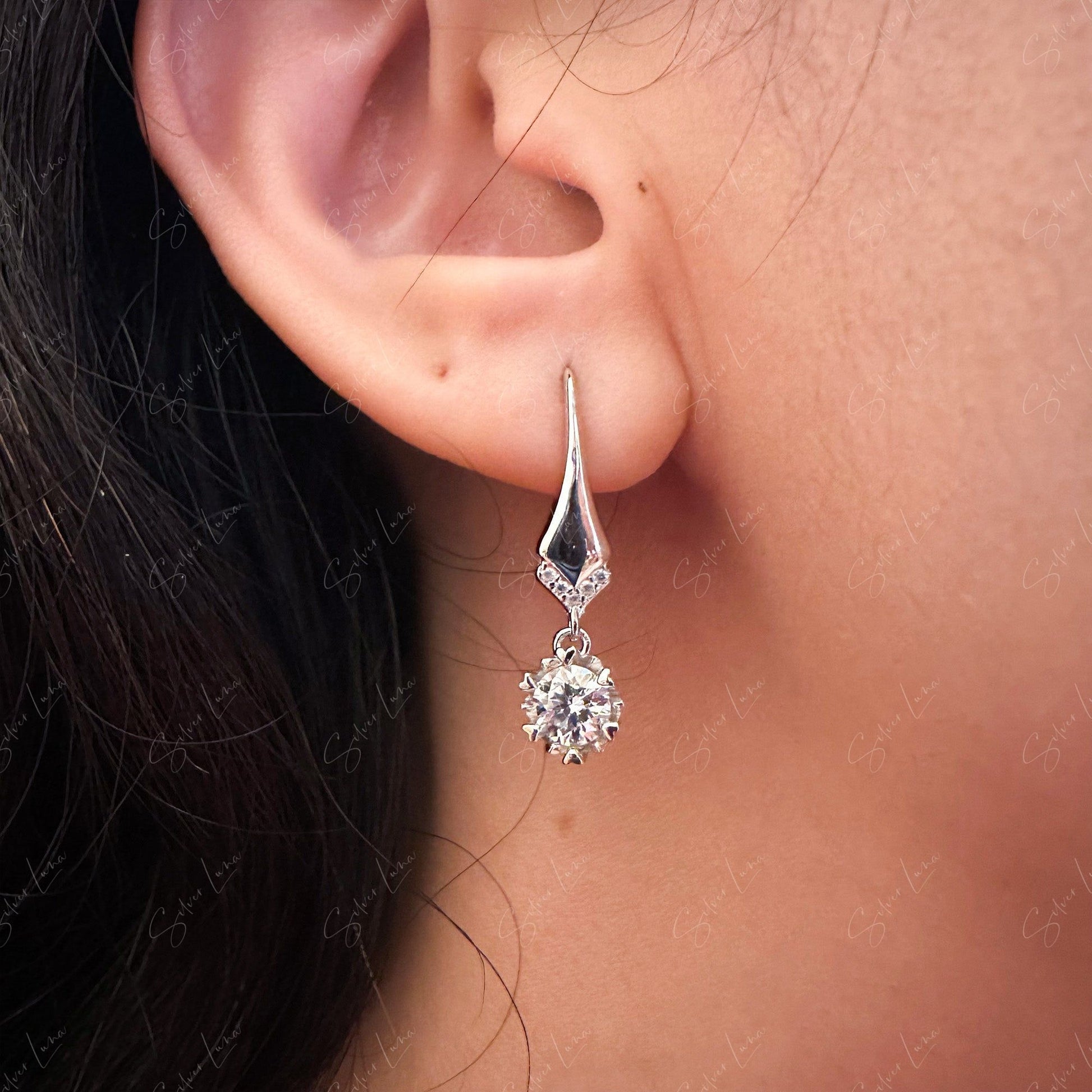 Moissanite dangle drop earrings