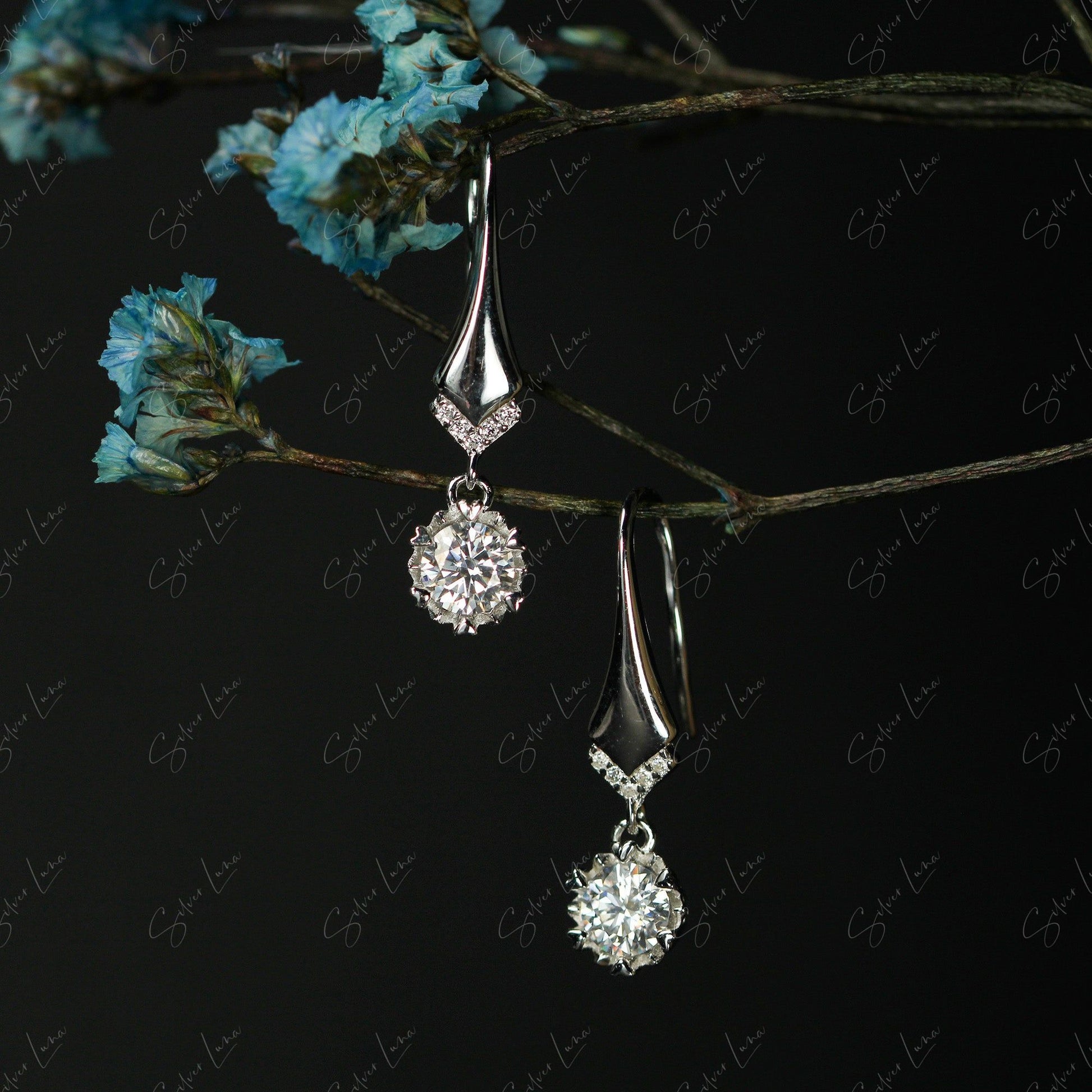 Moissanite silver earrings