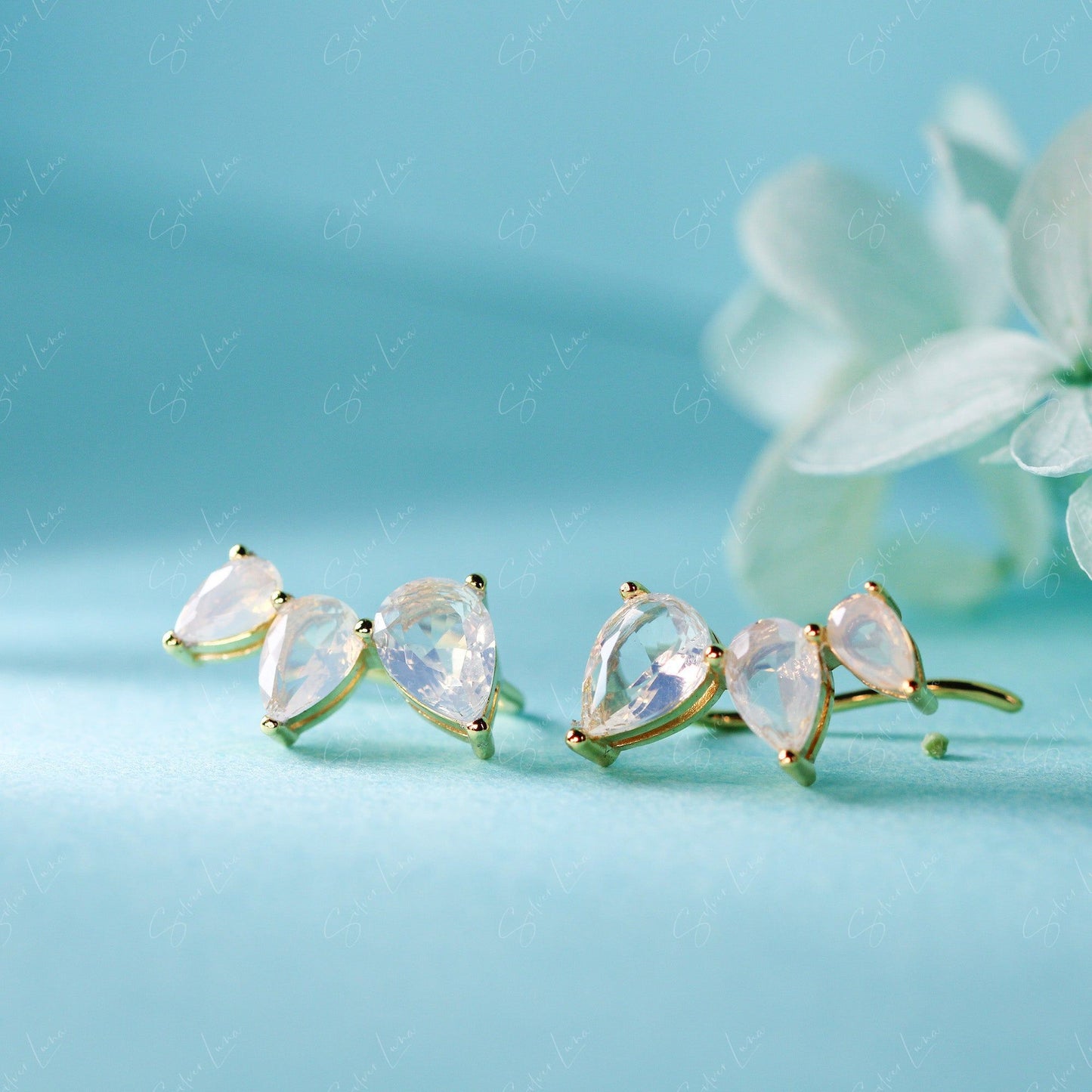 teardrop ear climber earrings