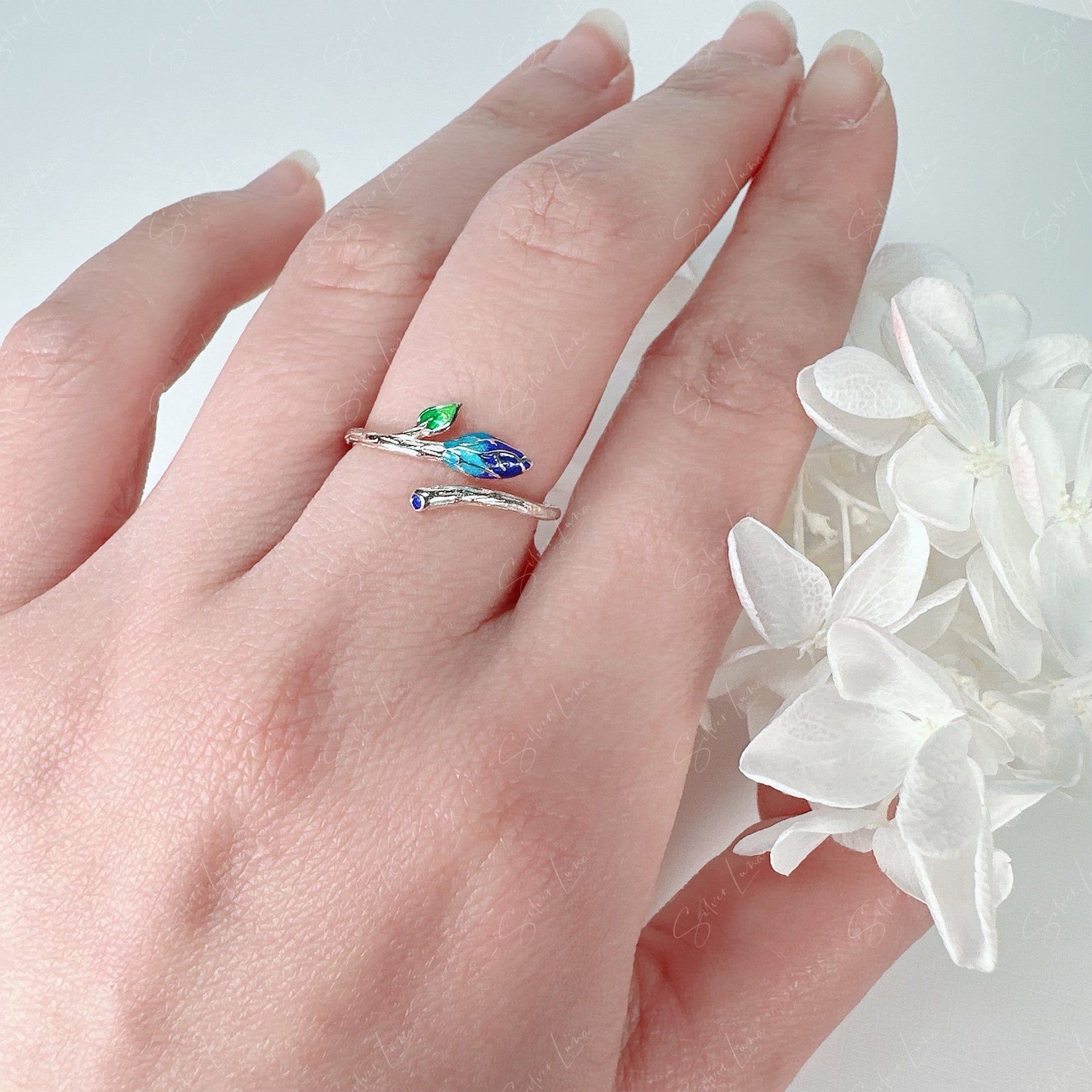 Tree branch wrap resizable silver ring – The Silver Luna